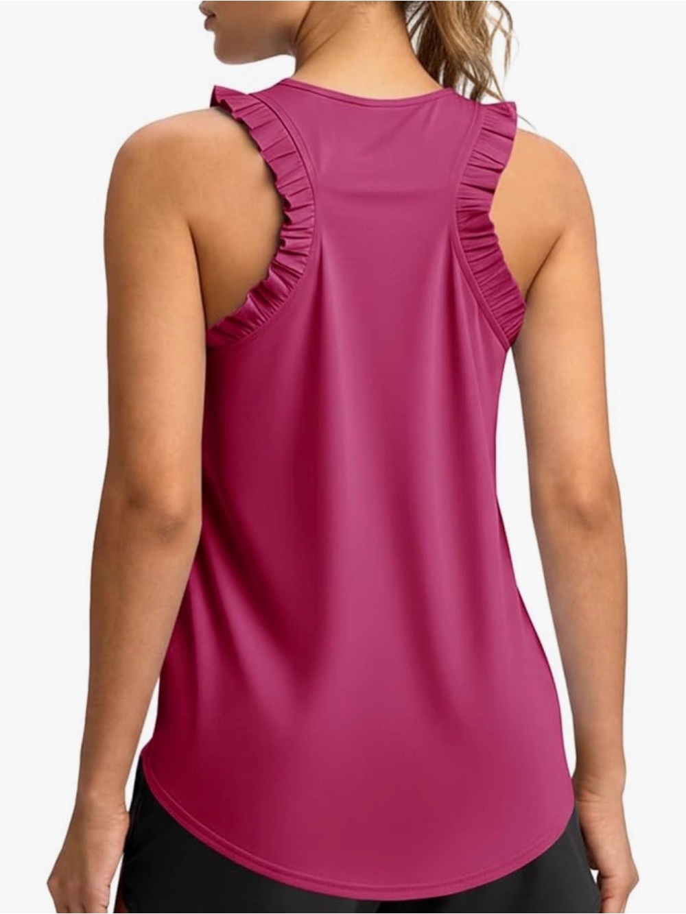 Women’s Racerback Ruffle Workout Tank - Picture 4 of 5